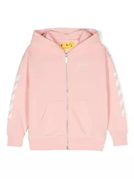 Off-White Kids худи на молнии с логотипом, розовый