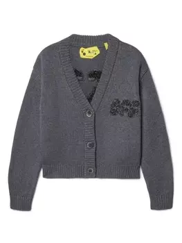 Off-White Kids кардиган с фактурным логотипом Arrow Chunky, серый