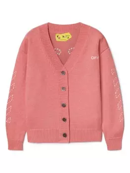 Off-White Kids кардиган с логотипом Arrow Stitched, розовый