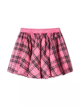 Off-White Kids клетчатая мини-юбка Bookish с логотипом, розовый