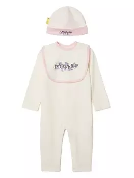 Off-White Kids комплект Bookish Flowers из трех комбинезонов, нейтральный цвет