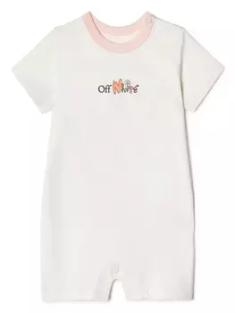 Off-White Kids комплект из ромпера и нагрудника с принтом, белый