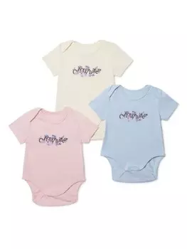Off-White Kids комплект из трех боди Bookish Flowers, синий