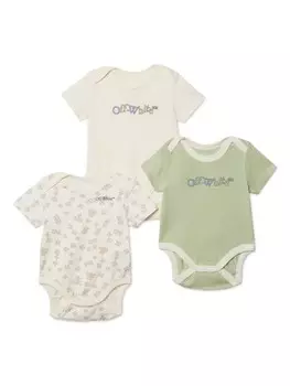Off-White Kids комплект из трех боди Bookish Crazy, нейтральный цвет