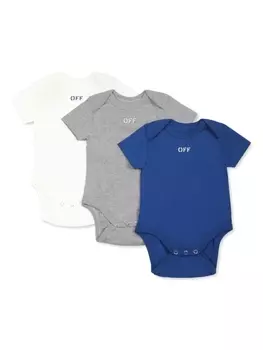 Off-White Kids комплект из трех боди с логотипом, белый