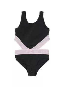 Off-White Kids купальник Bookish с логотипом, черный