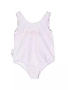 Off-White Kids купальник с логотипом, розовый