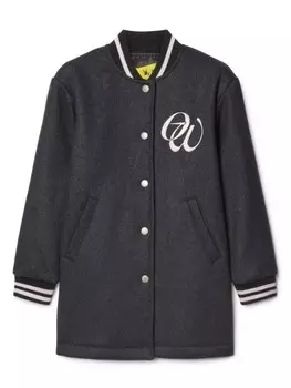 Off-White Kids однобортное пальто Varsity, серый