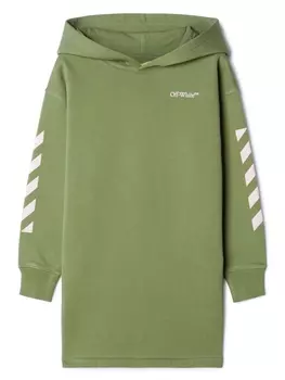 Off-White Kids платье-худи с принтом, зеленый