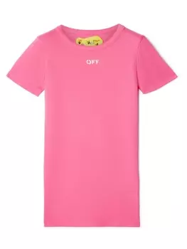 Off-White Kids платье Off Stamp в рубчик, розовый