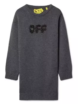 Off-White Kids платье с фактурным логотипом Arrow Chunky, серый