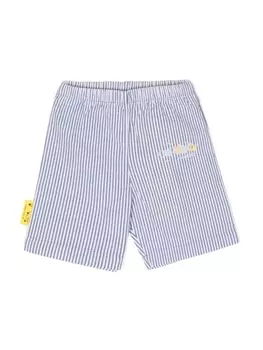 Off-White Kids полосатые шорты с вышитым логотипом, белый