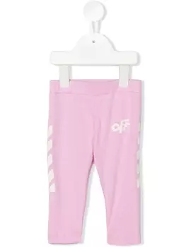 Off-White Kids прямые легинсы с логотипом, розовый