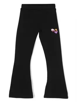 Off-White Kids расклешенные брюки с вышитым логотипом, черный
