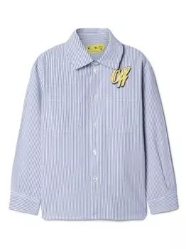 Off-White Kids рубашка Baseball с логотипом, синий