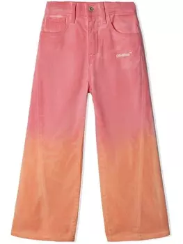 Off-White Kids широкие брюки Helvetica, розовый