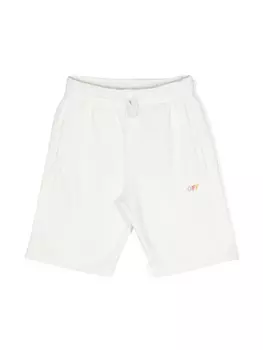 Off-White Kids шорты с полосками Diag, белый