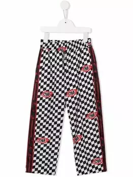 Off-White Kids спортивные брюки Leaves в клетку, черный