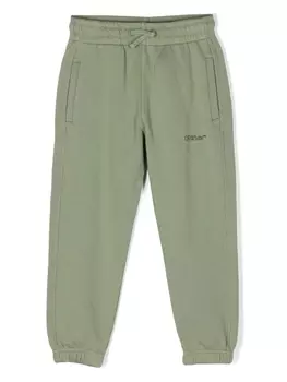 Off-White Kids спортивные брюки с полосками, зеленый
