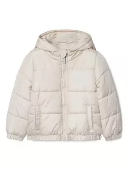 Off-White Kids стеганый пуховик Bookish Diag, нейтральный цвет