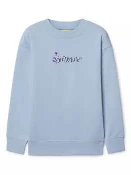 Off-White Kids толстовка с логотипом Arrow Flowers, синий