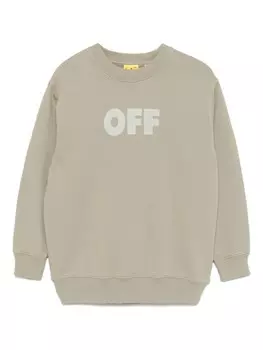 Off-White Kids толстовка с логотипом, зеленый