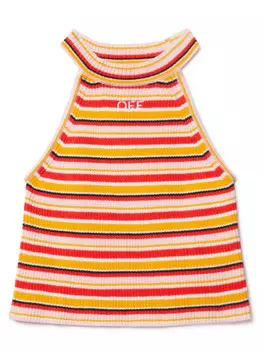 Off-White Kids топ в рубчик с логотипом, оранжевый