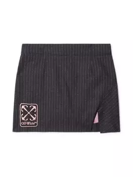 Off-White Kids юбка в тонкую полоску с вышитым логотипом, серый