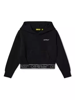 Off-White Kids укороченное худи Bookish Logo Band, черный