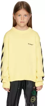 Off-White Kids Желтый классический свитер со стрелками
