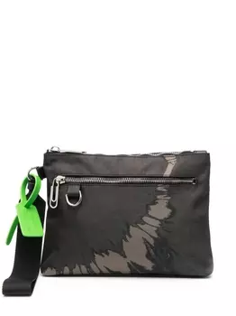 Off-White клатч с логотипом, зеленый