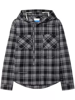 Off-White клетчатая рубашка с капюшоном, серый