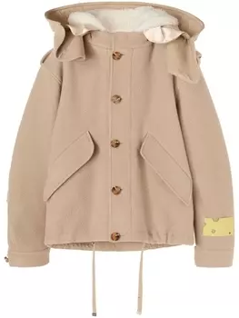 Off-White короткая парка с капюшоном, нейтральный цвет
