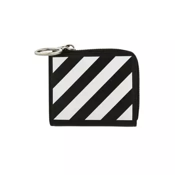 Off-White Кошелек на молнии с диагональной полосой, Черный/Белый