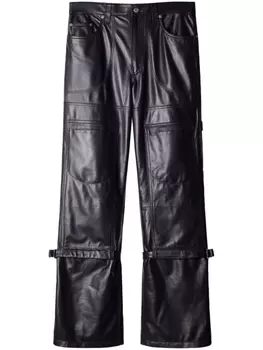 Off-White кожаные брюки Carpenter, синий