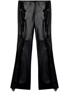 Off-White кожаные брюки с кружевной отделкой, черный