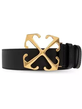 Off-White кожаный ремень с логотипом, черный