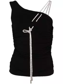 Off-White креповый топ со сборками, черный