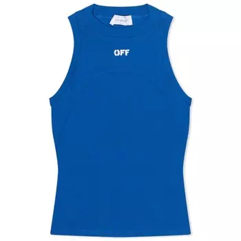 Off-White Круглая майка в рубчик с логотипом Off-White, синий