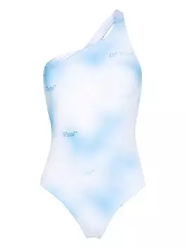 Off-White купальник с логотипом и эффектом омбре, синий