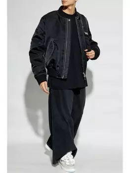 Off-White куртка-бомбер с вышитым логотипом, черный