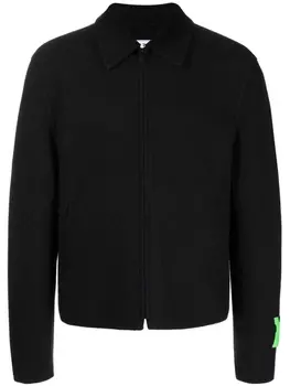 Off-White куртка на молнии с нашивкой-логотипом, черный