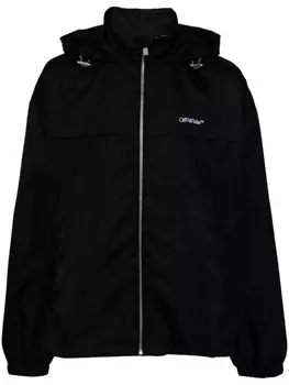 Off-White куртка на молнии с вышитым логотипом, черный