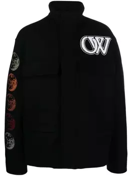 Off-White куртка Phase Varsity из смесовой шерсти, черный