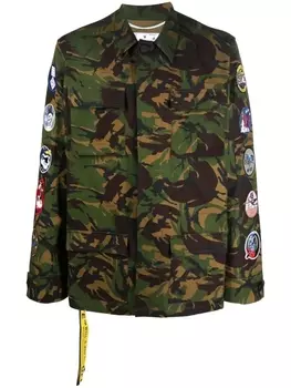 Off-White куртка с камуфляжным принтом, зеленый