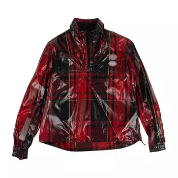 Off-White Куртка с воротником на молнии в клетку тартан, цвет Красный