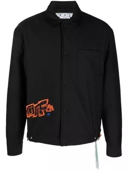 Off-White куртка с вышитым логотипом, черный