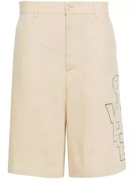 Off-White льняные шорты Outline Arrow, нейтральный цвет