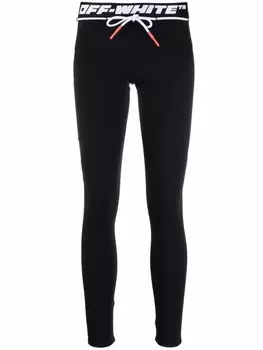 Off-White легинсы с логотипом, черный