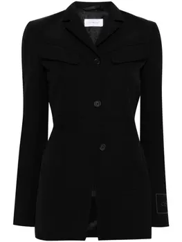 Off-White logo-appliqu virgin wool blazer, черный